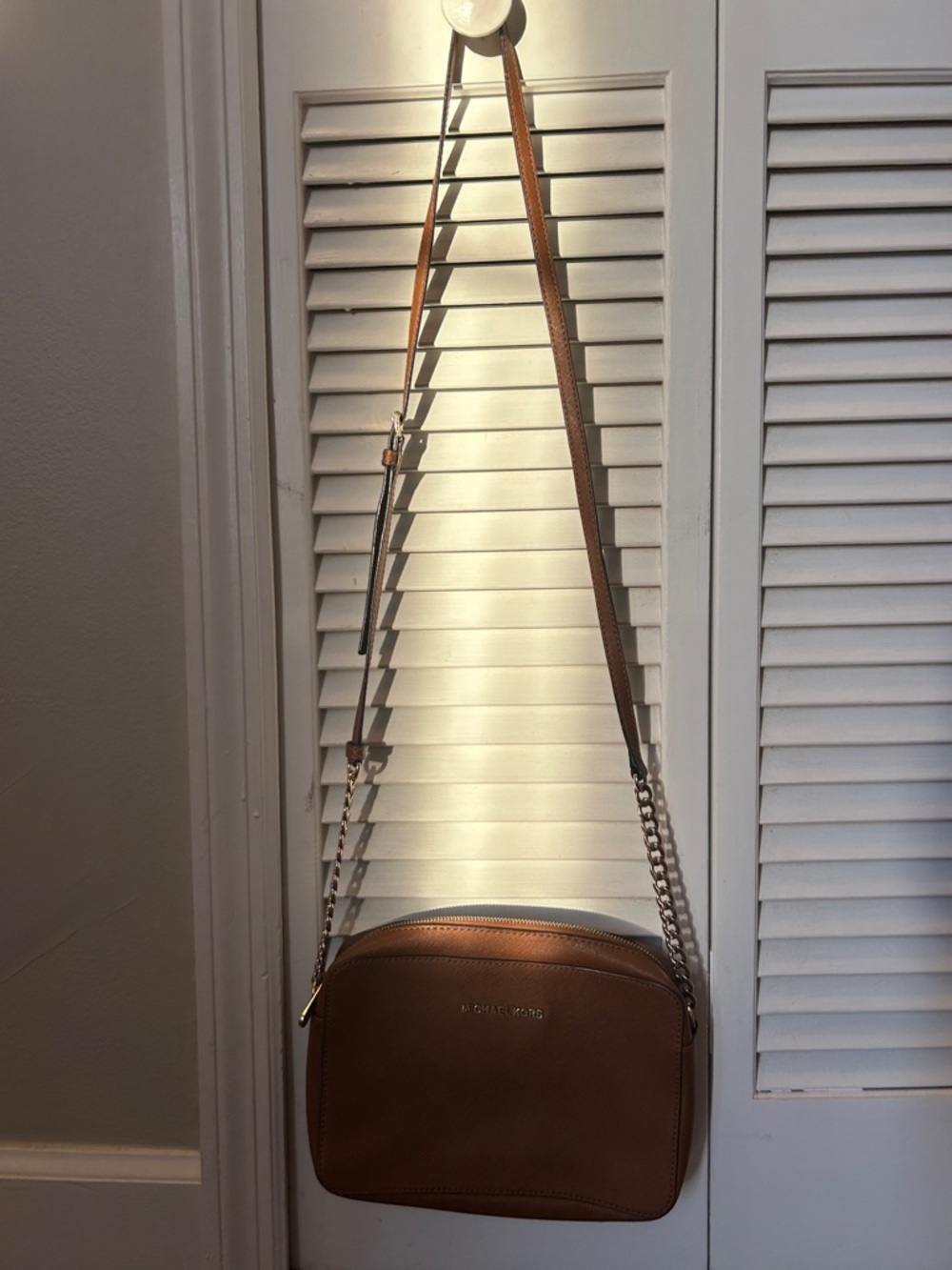 Michael kors Brown Leather Crossbody Bag with Chain Strap